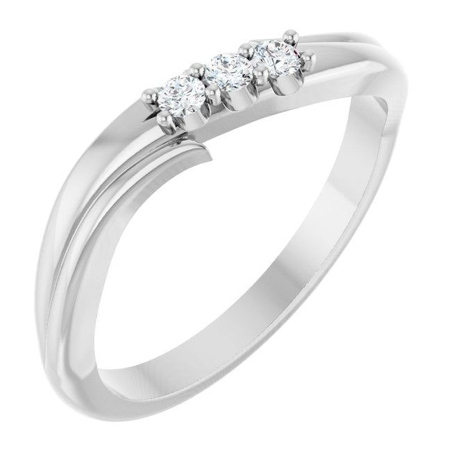 14K Yellow Or White Gold Round 2 Mm Polished .08 Ctw Lab-Grown Diamond Three-Stone Stackable Ring