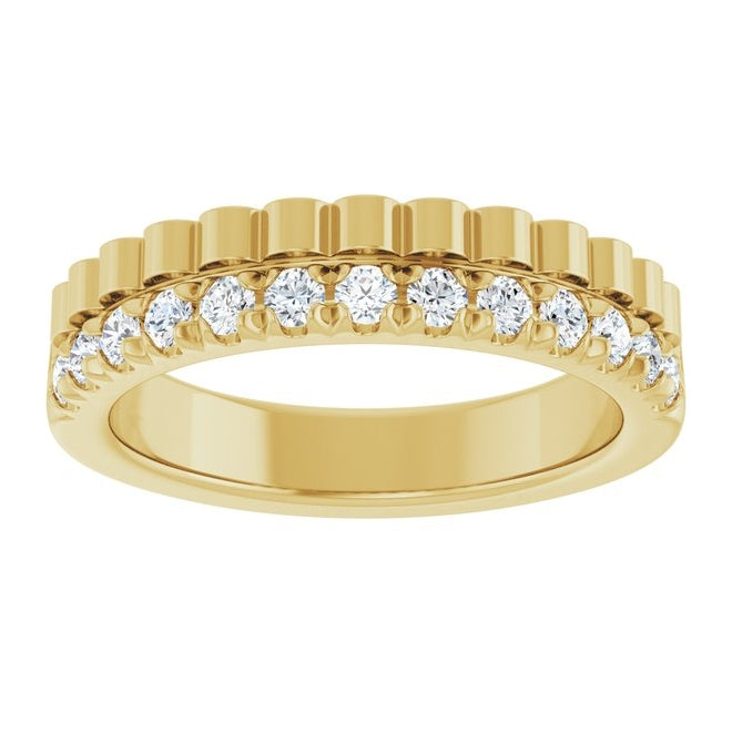 14K Yellow Or White Gold Round 2 Mm Polished 1/3 Ctw Lab-Grown Diamond Anniversary Band