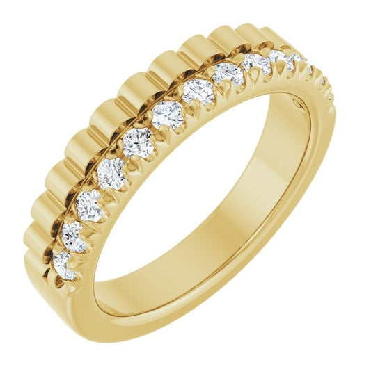 14K Yellow Or White Gold Round 2 Mm Polished 1/3 Ctw Lab-Grown Diamond Anniversary Band