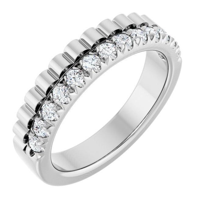 14K Yellow Or White Gold Round 2 Mm Polished 1/3 Ctw Lab-Grown Diamond Anniversary Band
