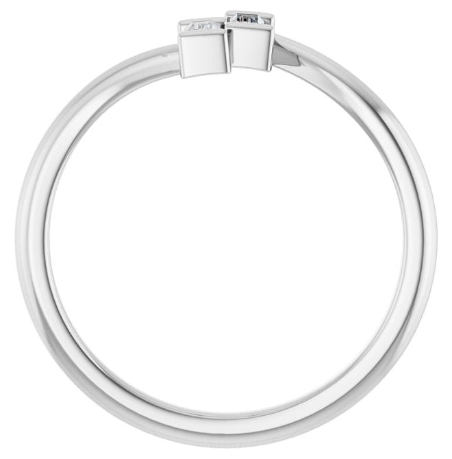 14K Yellow Or White Gold Straight Baguette 3.5 X 1.75 Mm Polished 1/8 Ctw Natural Diamond Two Stone Ring
