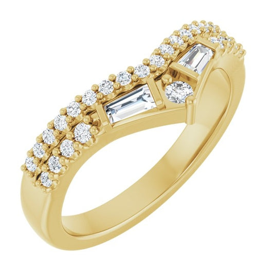 14K Yellow Or White Gold Round 2 Mm Polished 3/8 Ctw Lab-Grown Diamond Contour Band