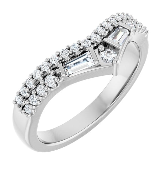 14K Yellow Or White Gold Round 2 Mm Polished 3/8 Ctw Lab-Grown Diamond Contour Band