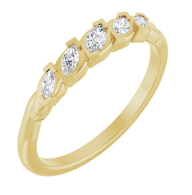 14K Yellow Or White Gold Marquise 4 X 2 Mm Polished 1/4 Ctw Lab-Grown Diamond Anniversary Band