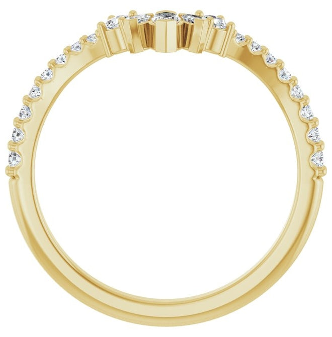 14K Yellow Or White Gold Marquise 4 X 2 Mm Polished 1/3 Ctw Lab-Grown Diamond Contour Band