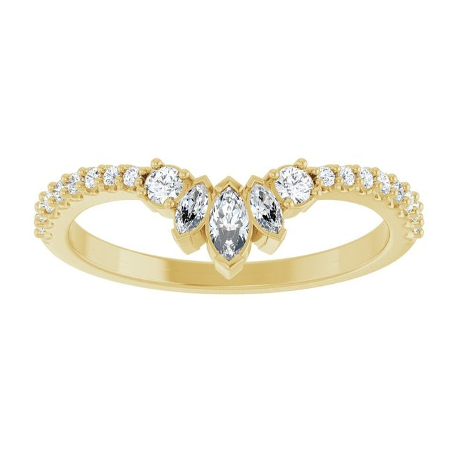 14K Yellow Or White Gold Marquise 4 X 2 Mm Polished 1/3 Ctw Lab-Grown Diamond Contour Band
