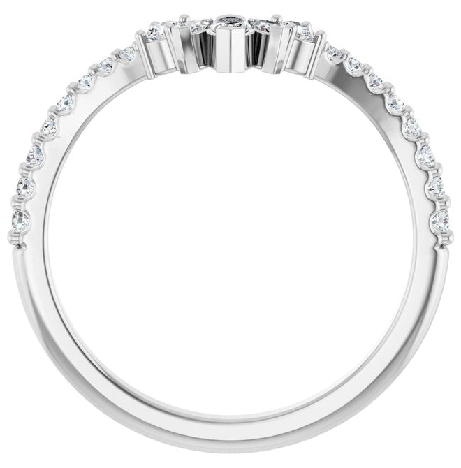 14K Yellow Or White Gold Marquise 4 X 2 Mm Polished 1/3 Ctw Lab-Grown Diamond Contour Band
