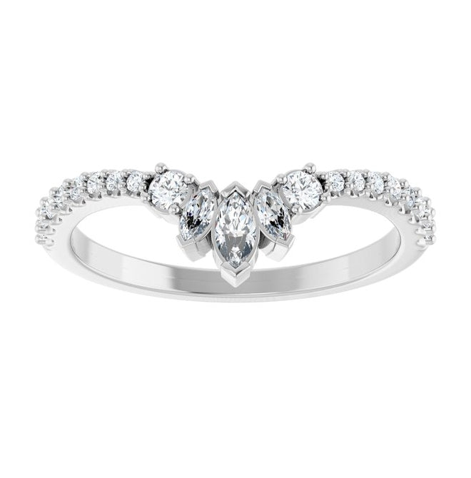 14K Yellow Or White Gold Marquise 4 X 2 Mm Polished 1/3 Ctw Lab-Grown Diamond Contour Band