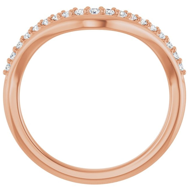 14K Yellow Or White Or Rose Gold Round Polished 1/5 Ctw Natural Diamond Contour Band