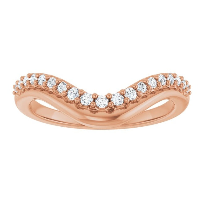 14K Yellow Or White Or Rose Gold Round Polished 1/5 Ctw Natural Diamond Contour Band