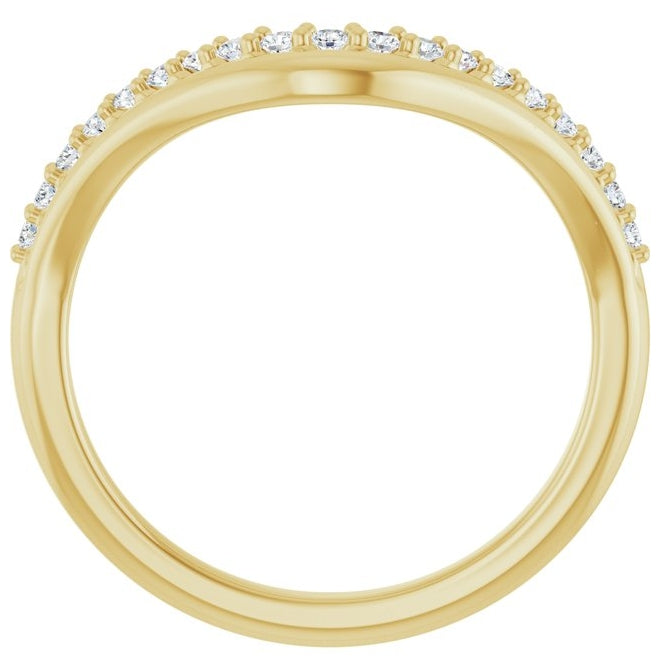 14K Yellow Or White Gold Round Polished 1/5 Ctw Lab-Grown Diamond Contour Band