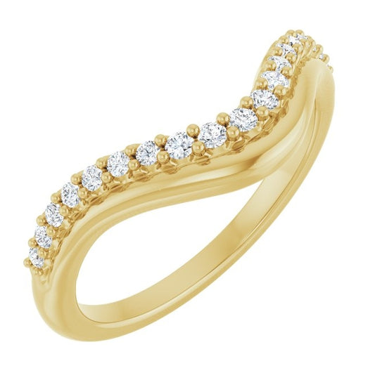 14K Yellow Or White Gold Round Polished 1/5 Ctw Lab-Grown Diamond Contour Band
