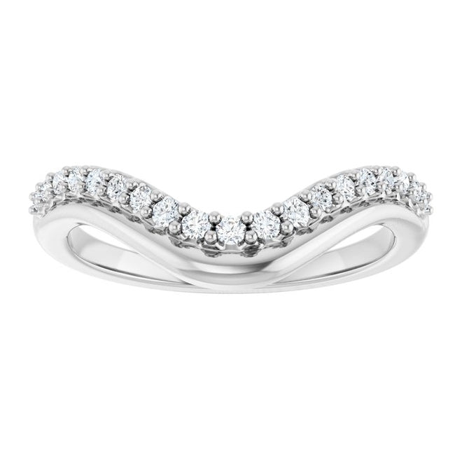 14K Yellow Or White Or Rose Gold Round Polished 1/5 Ctw Natural Diamond Contour Band