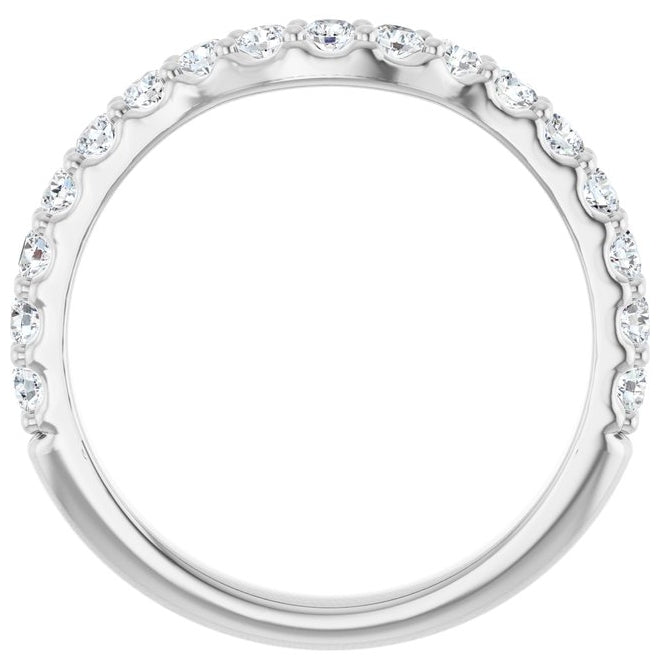 14K White Gold Round 2 Mm Polished 1/2 Ctw Lab-Grown Diamond Contour Band Size 7