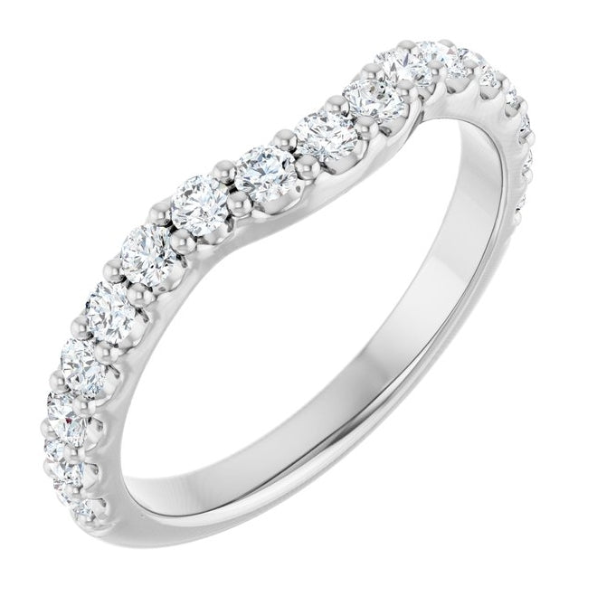 14K White Gold Round 2 Mm Polished 1/2 Ctw Lab-Grown Diamond Contour Band Size 7
