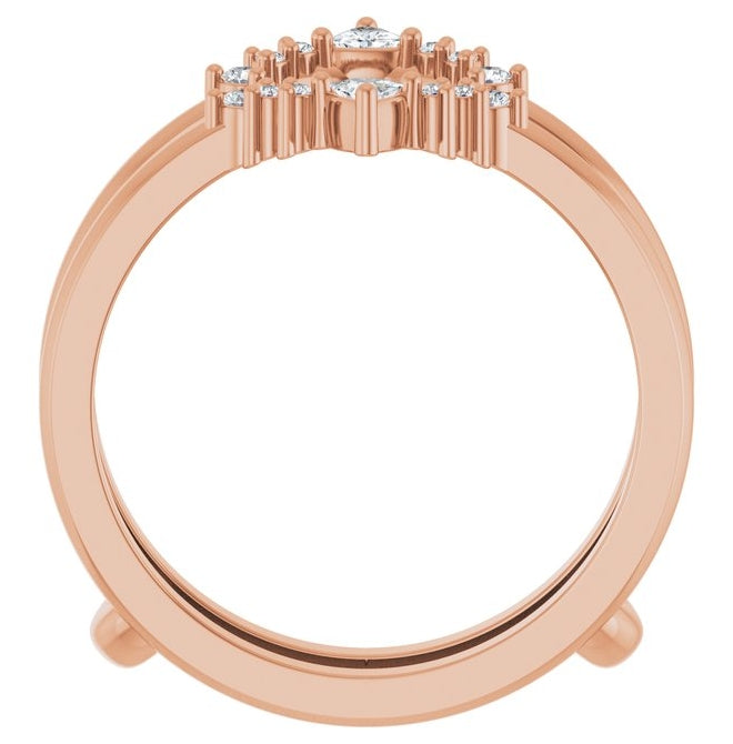 14K Yellow Or White Or Rose Gold Trillion 2.5 X 2.5 Mm Polished 1/5 Ctw Natural Diamond Ring Guard