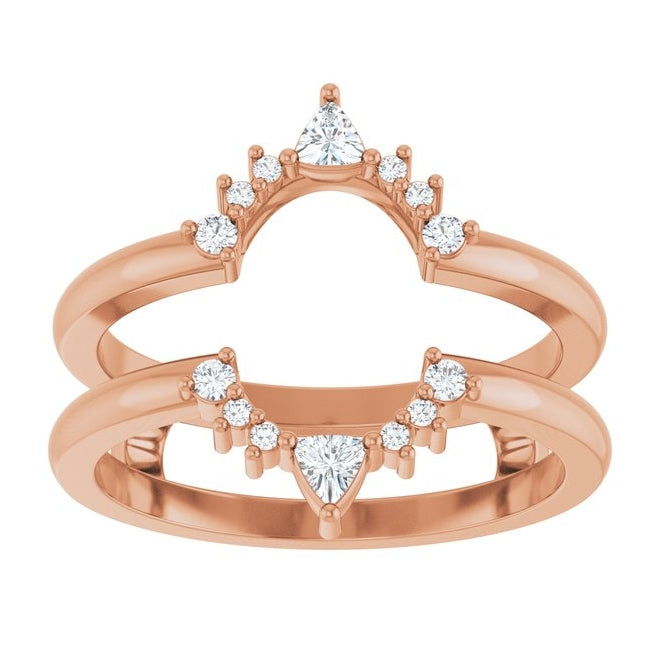14K Yellow Or White Or Rose Gold Trillion 2.5 X 2.5 Mm Polished 1/5 Ctw Natural Diamond Ring Guard