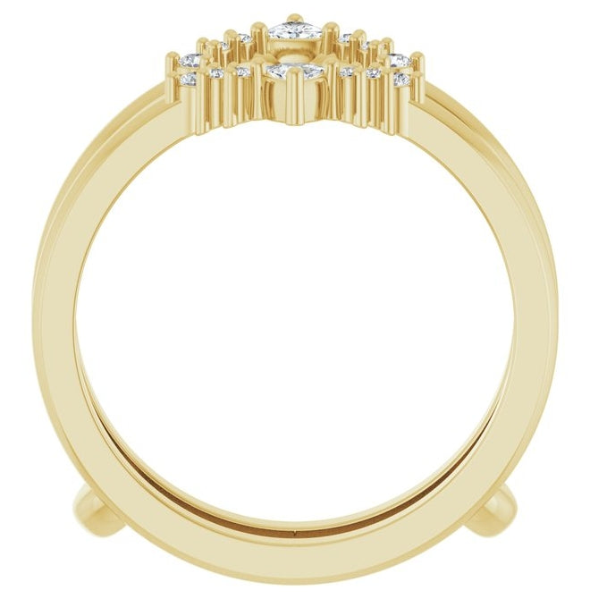 14K Yellow Or White Or Rose Gold Trillion 2.5 X 2.5 Mm Polished 1/5 Ctw Natural Diamond Ring Guard