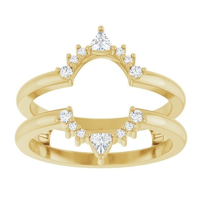 14K Yellow Or White Or Rose Gold Trillion 2.5 X 2.5 Mm Polished 1/5 Ctw Natural Diamond Ring Guard