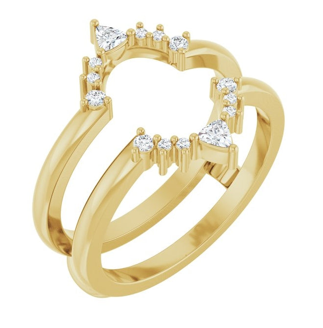 14K Yellow Or White Or Rose Gold Trillion 2.5 X 2.5 Mm Polished 1/5 Ctw Natural Diamond Ring Guard