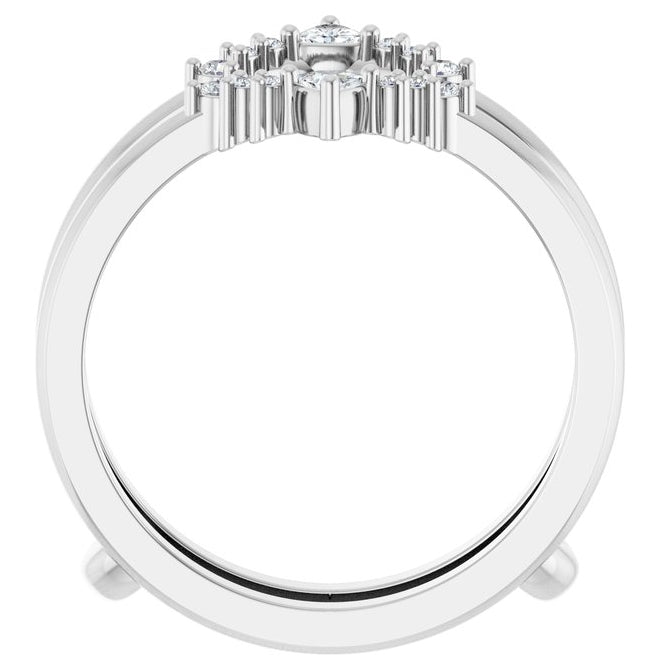 14K Yellow Or White Or Rose Gold Trillion 2.5 X 2.5 Mm Polished 1/5 Ctw Natural Diamond Ring Guard