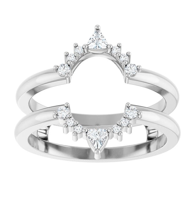 14K Yellow Or White Or Rose Gold Trillion 2.5 X 2.5 Mm Polished 1/5 Ctw Natural Diamond Ring Guard