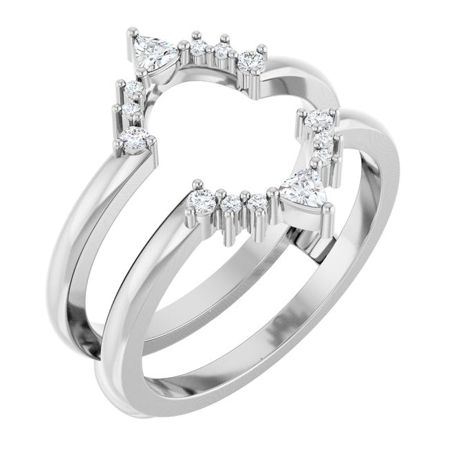 14K Yellow Or White Or Rose Gold Trillion 2.5 X 2.5 Mm Polished 1/5 Ctw Natural Diamond Ring Guard