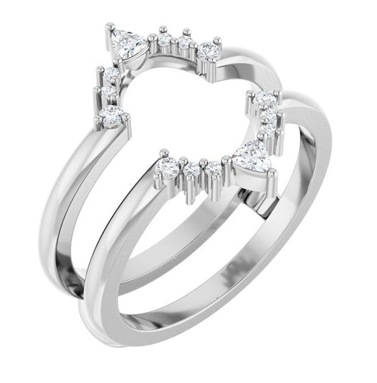 Platinum Trillion 2.5 X 2.5 Mm Polished 1/5 Ctw Natural Diamond Ring Guard Size 7