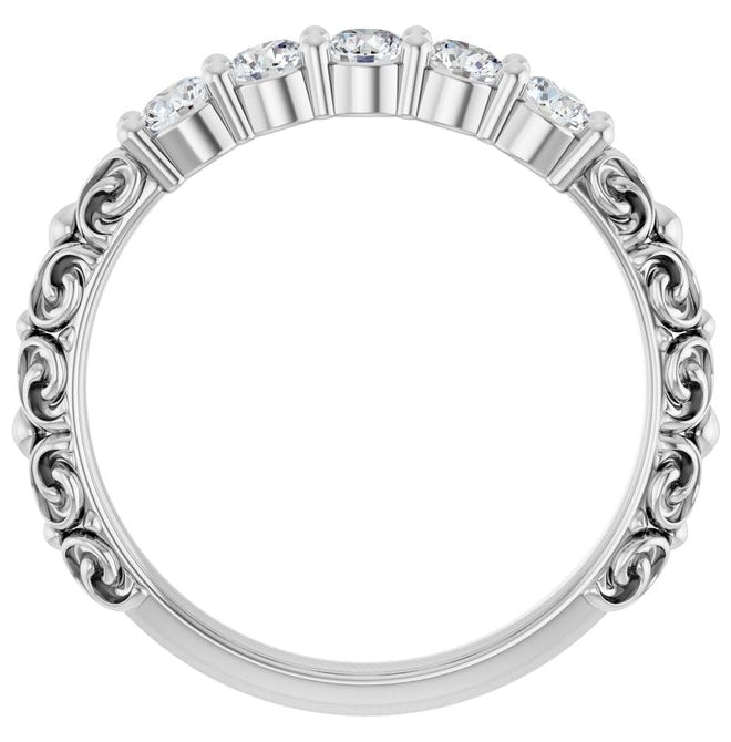 14K Yellow Or White Gold Round 3 Mm Polished 1/2 Ctw Natural Diamond Anniversary Band