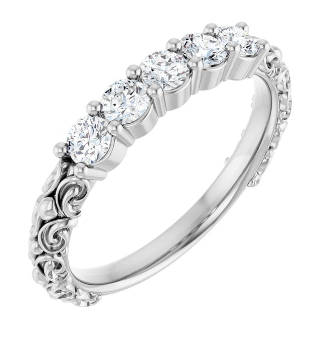 14K Yellow Or White Gold Round 3 Mm Polished 1/2 Ctw Natural Diamond Anniversary Band