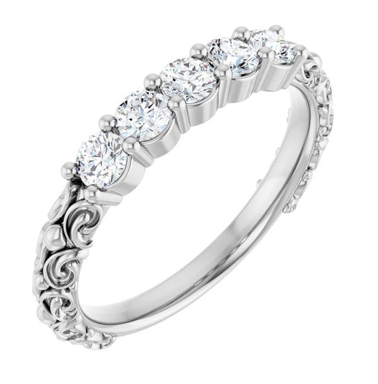 14K Yellow Or White Gold Round 3 Mm Polished 1/2 Ctw Natural Diamond Anniversary Band