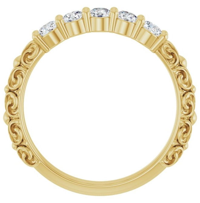 14K Yellow Or White Gold Round 3 Mm Polished 1/2 Ctw Natural Diamond Anniversary Band