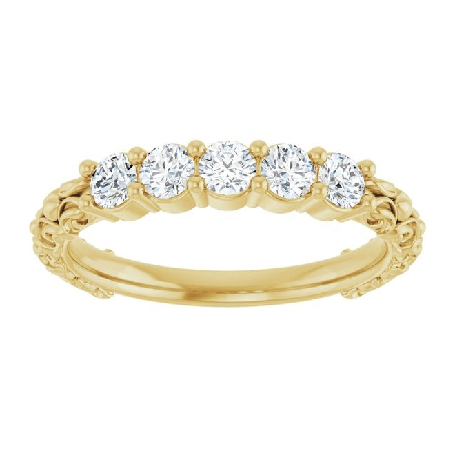 14K Yellow Or White Gold Round 3 Mm Polished 1/2 Ctw Natural Diamond Anniversary Band