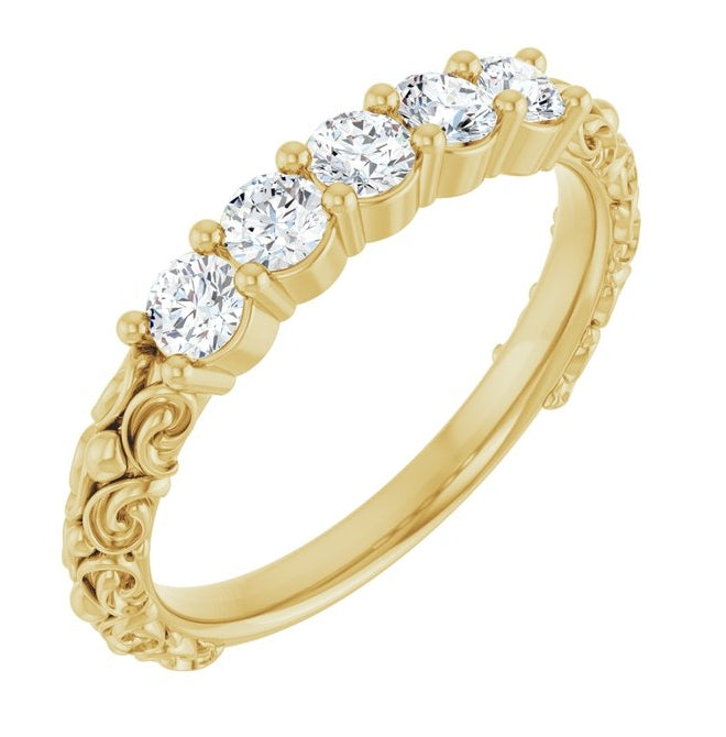 14K Yellow Or White Gold Round 3 Mm Polished 1/2 Ctw Natural Diamond Anniversary Band