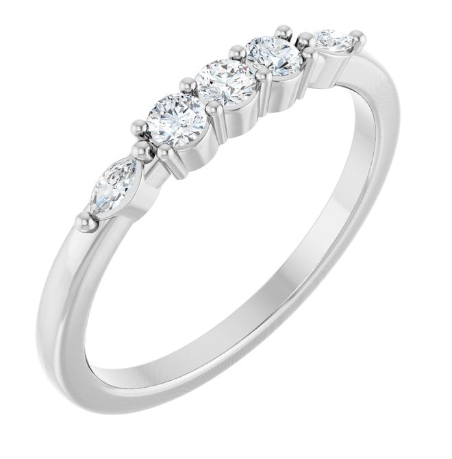 14K Yellow Or White Gold Round 2.5 Mm Polished 1/5 Ctw Lab-Grown Diamond Anniversary Band