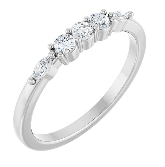 14K Yellow Or White Gold Round 2.5 Mm Polished 1/5 Ctw Lab-Grown Diamond Anniversary Band