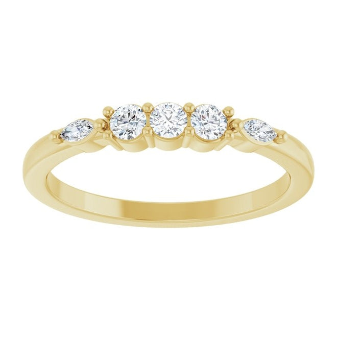 14K Yellow Or White Gold Round 2.5 Mm Polished 1/5 Ctw Lab-Grown Diamond Anniversary Band