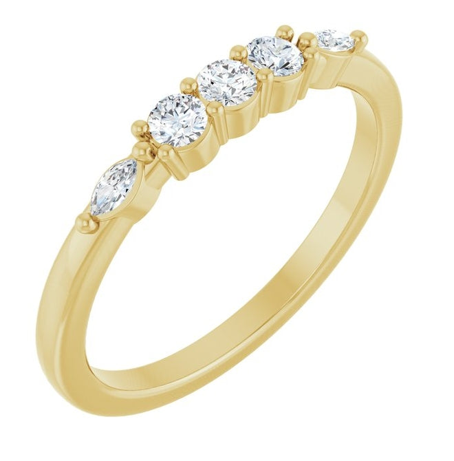 14K Yellow Or White Gold Round 2.5 Mm Polished 1/5 Ctw Lab-Grown Diamond Anniversary Band