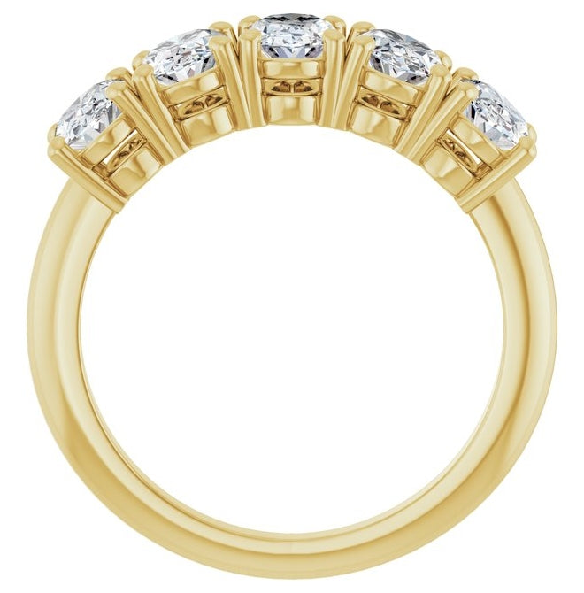 14K Yellow Gold Oval 6 X 4 Mm Polished 2 Ctw Lab-Grown Diamond Anniversary Band Size 7