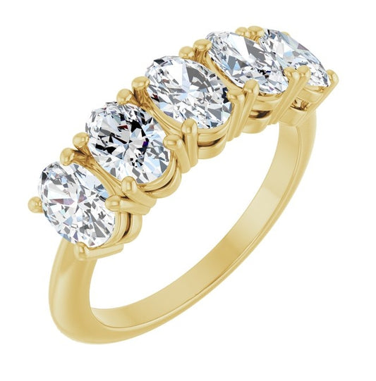 14K Yellow Gold Oval 6 X 4 Mm Polished 2 Ctw Lab-Grown Diamond Anniversary Band Size 7
