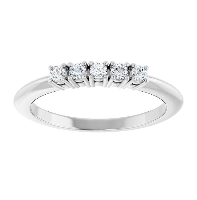 14K Yellow Or White Gold Round 2 Mm Polished 1/6 Ctw Lab-Grown Diamond Anniversary Band
