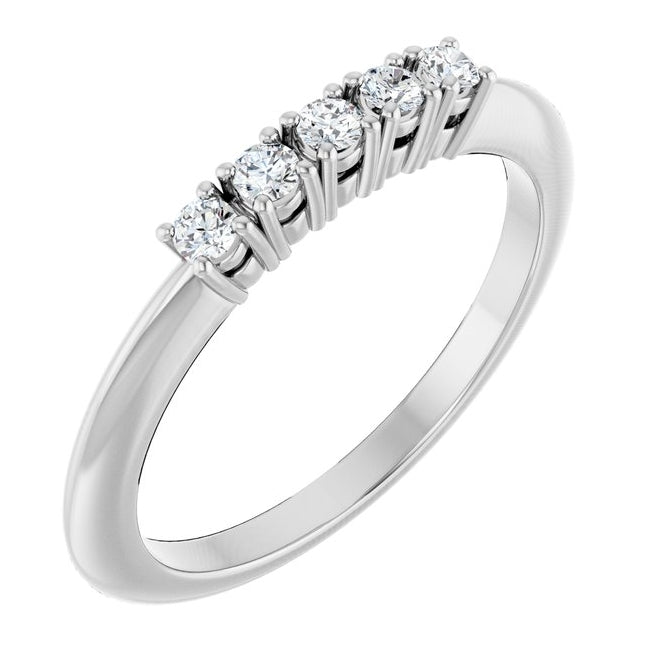14K Yellow Or White Gold Round 2 Mm Polished 1/6 Ctw Lab-Grown Diamond Anniversary Band