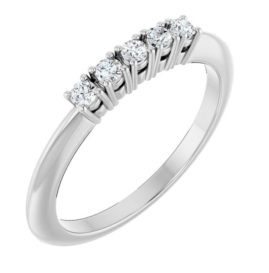 14K Yellow Or White Gold Round 2 Mm Polished 1/6 Ctw Lab-Grown Diamond Anniversary Band