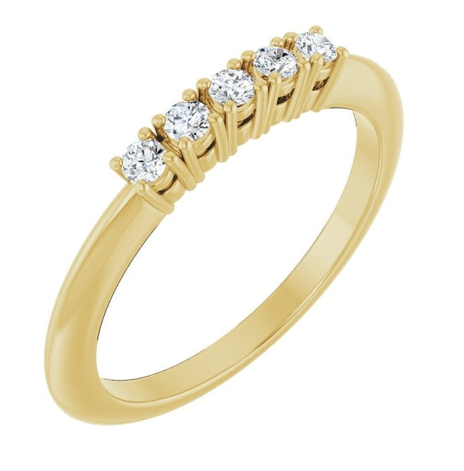14K Yellow Or White Gold Round 2 Mm Polished 1/6 Ctw Lab-Grown Diamond Anniversary Band