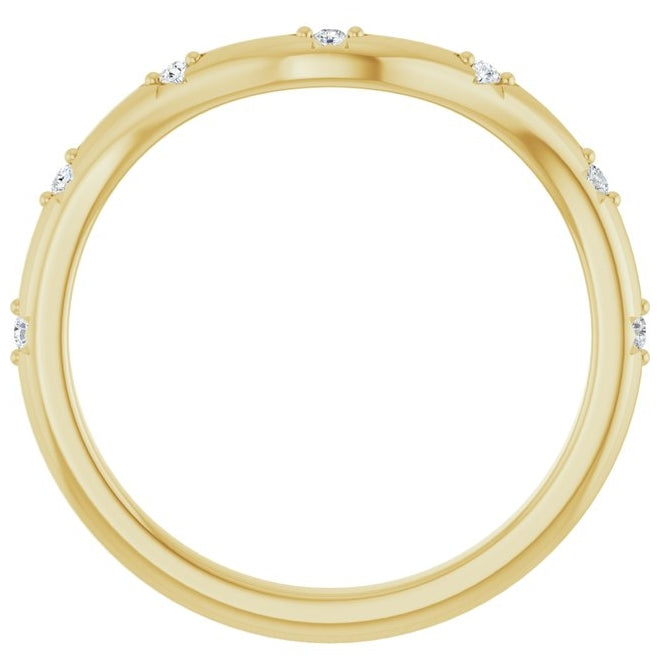 14K Yellow Or White Gold Round 1.2 Mm Polished .05 Ctw Natural Diamond Contour Band
