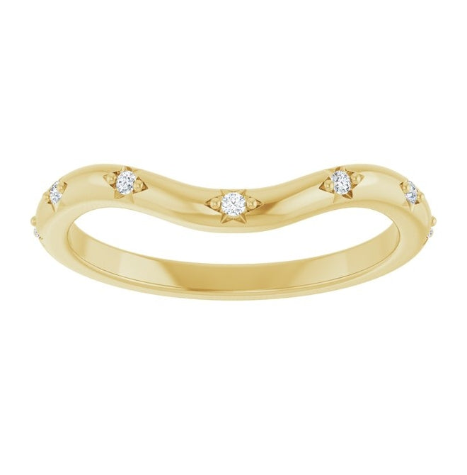 14K Yellow Or White Gold Round 1.2 Mm Polished .05 Ctw Lab-Grown Diamond Contour Band