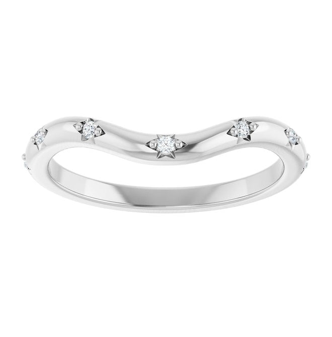 14K Yellow Or White Gold Round 1.2 Mm Polished .05 Ctw Lab-Grown Diamond Contour Band