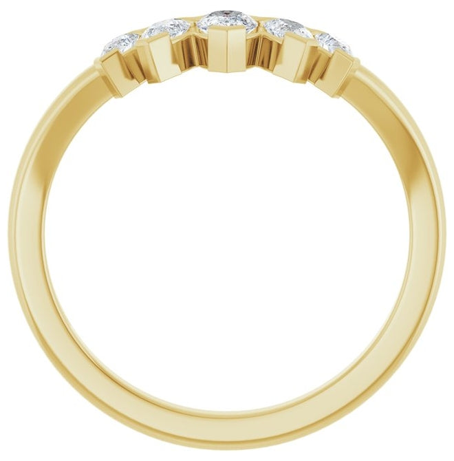 14K Yellow Gold Pear 4.5 X 3 Mm Polished 1/2 Ctw Lab-Grown Diamond Contour Band Size 7