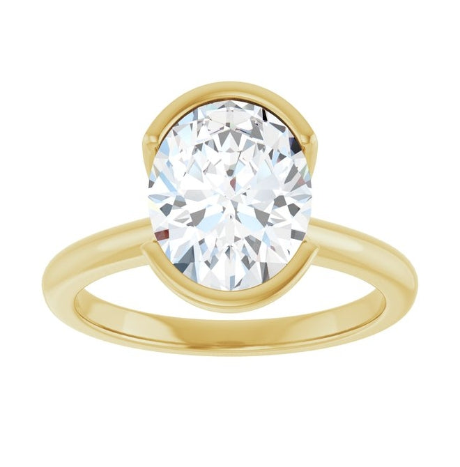 14K Yellow Gold Oval 10 X 8 Mm Polished 2 1/2 Ctw Lab-Grown Diamond Engagement Ring Size 7