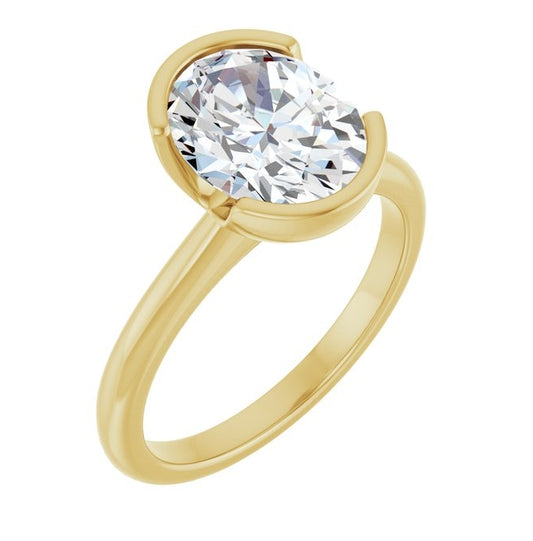14K Yellow Gold Oval 10 X 8 Mm Polished 2 1/2 Ctw Lab-Grown Diamond Engagement Ring Size 7
